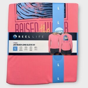 Reel Life Shirt Women's s Large Pink UPF 50+UV Long‎ Sleeve Sun Beach Swim New